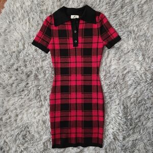 Love Always Red Plaid Bodycon Mini Dress